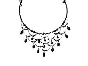 Vintage Black Beaded Choker Necklace Gothic Whimsigoth Y2K Statement Jewelry